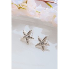 Silver Zirkon Taşlı Deniz Yıldızı Küpe