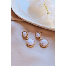 Gold Sallantılı Taşlı Yuvarlak Küpe