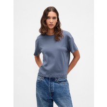 Gap Kadın Mavi Supima® Pamuk Relaxed T-Shirt