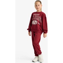 DeFacto Kız Çocuk 2'li Takım Baskılı Sweatshirt Eşofman Altı E6416A825AU