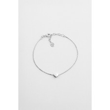 Little Love 18 Ayar Beyaz Altın Kaplama 19 cm Gümüş Bileklik