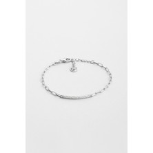 So CHIC Noemi 18 Ayar Beyaz Altın Kaplama 19 cm Gümüş Minimal Bileklik