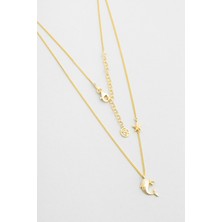 Little Whale 18 Ayar Sarı Altın Kaplama 46 cm Gümüş Kolye