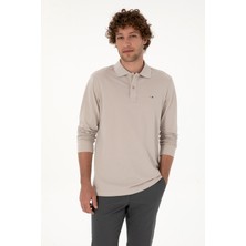 U.S. Polo Assn. Erkek Regular Fit Polo Yaka Taş Basic Sweatshirt 50315941-VR049