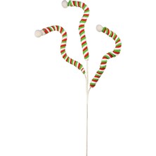 Yılbaşı Süsü Floklu Spiral Dal Kırmızı Yeşil Beyaz 90 cm