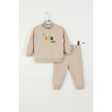 Erkek Bebek Baskılı Eşofman Takım Önü ve Arkası Desenli Alt-Üst Takım