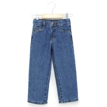 Erkek Bebek Beli Ayarlanabilir Düz Paça Jean Cepli Kot Pantolon