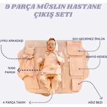 Çift Kat Müslin Hastane Çıkış Seti 9 Parça