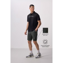 Haki İnce Yumuşak Standart Fit Erkek Taytlı Şort - 81287