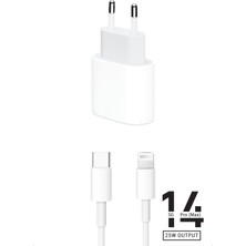 Tüm iPhone Modelleriyle Uyumlu Kablolu Set 25W Pd Akıllı Çip Hızlı Şarj Aleti Lighting Kablo C-L
