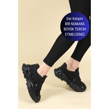 Birikon GUJA Cilt Garnili Kalın Tabanlı Kadın Spor Ayakkabı SİYAH