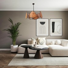 Mylamp Bulut Doğal Koyu Renk Hazeran Avize 75 x 35 cm 9+1 Yaprak ve 3+1 Duylu