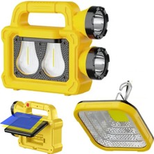 Powermaster PM-26930 Solar Panelli 6 Işık Modlu Powerbank Özellikli 2400MAH Type C Giriş 5V LED Kamp Feneri