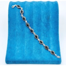 Tesbih Pasajı Oltu Taşı Tasarım Işçilikli 925 Ayar Gümüş Bileklik