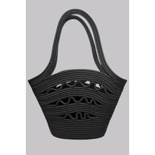 Cista Hasır Görünümlü Desenli Plaj Çantası