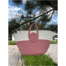 Mini Vanilli El Yapımı Hasır Görünümlü Jüt Plaj Çantası