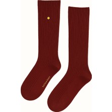 Katia & Bony Kadın Fitilli Yün Dizaltı Çorap Bordo