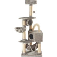 M-Pets Olympus Kedi Tırmalama ve Oyun Evi Gri Bej 60X37X150 cm