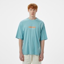 Converse Star Chevron Oversize Fit Baskılı Erkek Mavi T-Shirt