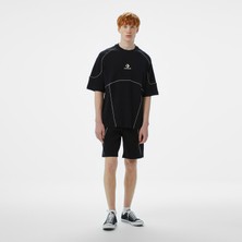 Converse Star Chevron Baskılı Erkek Oversize Fit Siyah Şort