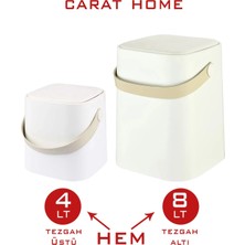 Avantajlı 2'li Set Click Kapaklı Tutma Saplı Iç Kovalı Tezgah Üst Mutfak Çöp Kovası - Beyaz