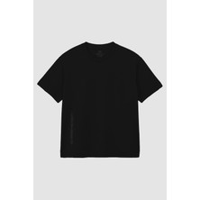 Tommy Life Siyah Baskılı O Yaka Rahat Form Battal Büyük Beden Erkek T-Shirt - 88472
