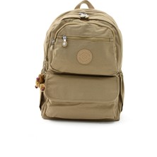 Sanmorris Unisex Suya Dayanıklı Krinkıl Kumaş Çok Gözlü Krem Laptop Okul ve Sırt Çantası 3016