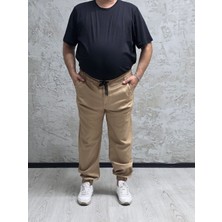 Black Steel 15000-BATTAL Erkek Lastikli Pantolon Vizon Renk Gabardin Kumaş Düz Desen ile Rahat Kullanım