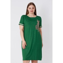 Intensive Collection Kadın Siyah Büyük Beden Kısa Kollu Nakış Detaylı Elbise