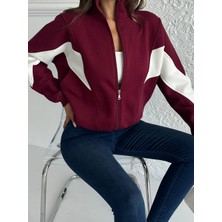 Zeynep Öykü Style Kadın3 Iplik Içi Şardonlu Garnili Oversize Kalıp Hırka Eşofman Üstü Sweatshirt