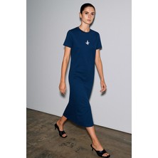 Enjeksiyon Baskılı Modal Kısa Kollu Elbise