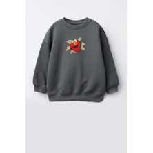Erkek Çocuk Kurabiye Canavarı Baskılı 3 Iplik Pamuklu Sweatshirt