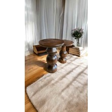 Simillo Home & Living Masif Ahşap Yan Sehpa Takımı – 2’li Doğal Ceviz Renk Zigon ve Fiskos Sehpa