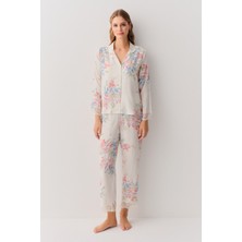 Suwen Flower Gömlek Yaka Pijama Takımı