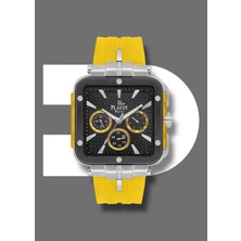 Platin Pierre PL-1044GD-AE2 Silikon Kordon Fonksiyonları Aktif Kare Erkek Kol Saati