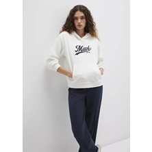 Mavi Mavi Logo Baskılı Kapüşonlu Beyaz Sweatshirt 1S10420-80194