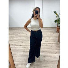 Bol Paça Yüksek Bel Denim Pantolon