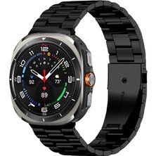 Mobicas Galaxy Watch 8 40MM / 44MM Uyumlu Klasik Metal Kordon-04 Siyah