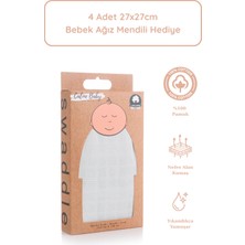 Caline Baby %100 Pamuk Premium & Hafif Müslin Bezi Örtüsü I 120x120 cm I Mint &  4 Adet Ağız Mendili 27x27cm