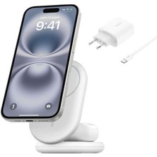 Belkin WIZ028VFWH Boostcharge Pro Katlanabilir Qi2 15W Kablosuz Şarj Standı - Beyaz