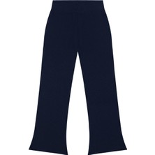 Antebies Lacivert Beli Lastikli İspanyol Paça Triko Kız Çocuk Tayt