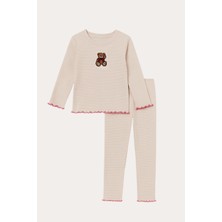 Katia & Bony Kadın Teddy Desenli Pijama Takımı Ekru