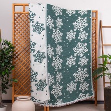 4 Kat Müslin Pike Tek Kişilik %100 Pamuklu Jakarlı Yatak Örtüsü Tv Battaniyesi 140X200 Kar Tanesi