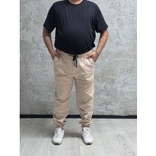 Black Steel 15000-BATTAL Erkek Lastikli Bel Ve Paça Pantolon Bej Gabardin Kumaş Casual Model