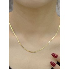 14 Ayar Altın Ince Italyan Ezme Zincir Kolye