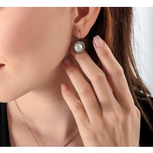 Atelier Leo Handmade Jewellery Inci Zarafeti Bakır El Yapımı Kristal Taşlı Kararma Yapmaz Kadın Küpe Kutulu