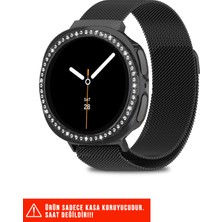 Samsung Galaxy Watch 8 40MM Uyumlu Darbelere Dayanıklı Diamond Taşlı Sert Pc Kasa Koruyucu