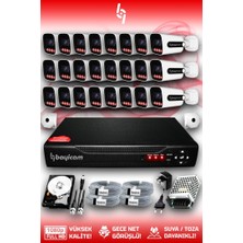 Bayicam 24 Kameralı Zebra 24 Dış Kamera Set 320 GB 5 MP 2K Net Gece Görüşlü Güvenlik Kamerası Sistemi