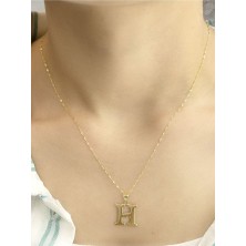 ZEYNEPLİ GOLD 14 Ayar Altın Şirin H Harfli Kolye