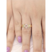 14 Ayar Altın Küçük O Harfli Taşlı Yüzük